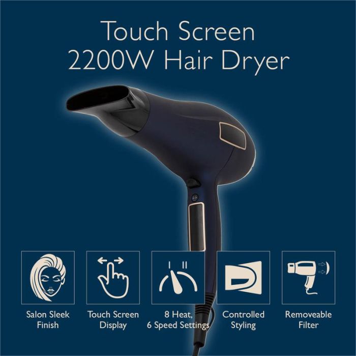 Carmen C81064BC Twilight Led Hair Dryer Blue/Champagne