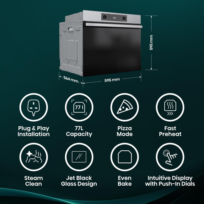 Hisense BI622AXPGUK Built In Electric Oven 59.5cm Black Steel