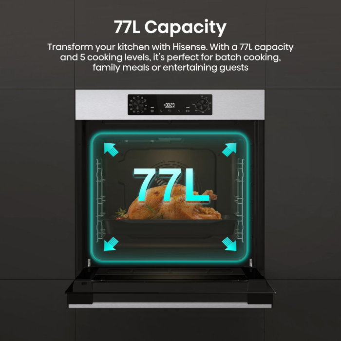 Hisense BI622AXPGUK Built In Electric Oven 59.5cm Black Steel