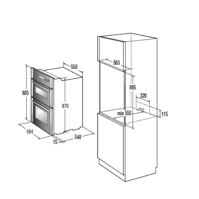 Hisense BID95211XUK 59.4cm Built In Electric Double Oven - Stainless Steel