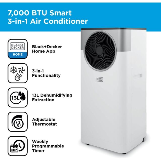 Black and Decker BXAC40033GB 7000 Btu 3-In-1 Air Conditioner, Fan & Dehumidifier