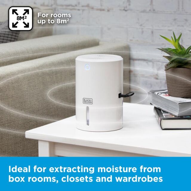 Black + Decker BXEH60001GB 900Ml Compact Dehumidifier White
