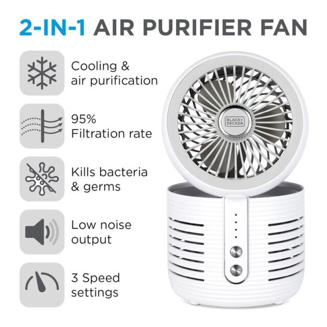 Black and Decker BXFD52006GB 2 In 1 Dc Air Purifier Fan White