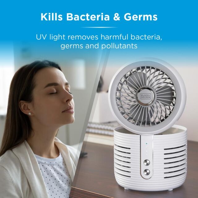 Black and Decker BXFD52006GB 2 In 1 Dc Air Purifier Fan White