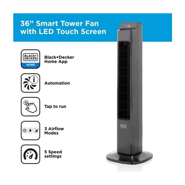 Black and Decker BXFT50008GB 36inch Smart Tower Fan