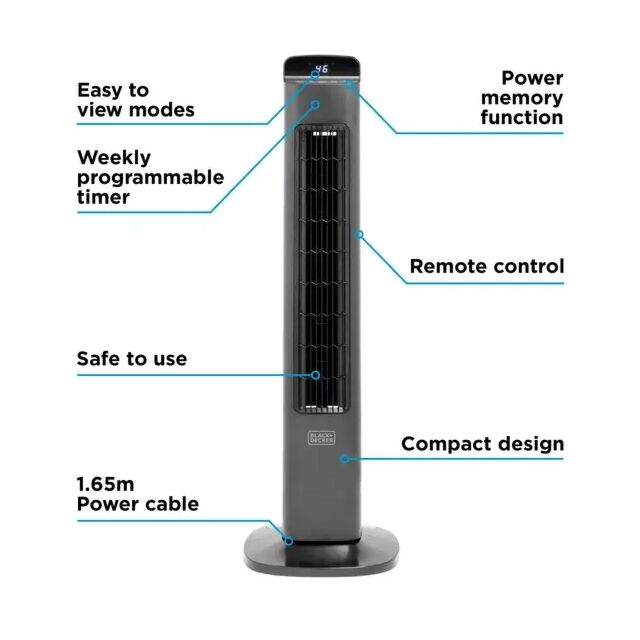 Black and Decker BXFT50008GB 36inch Smart Tower Fan