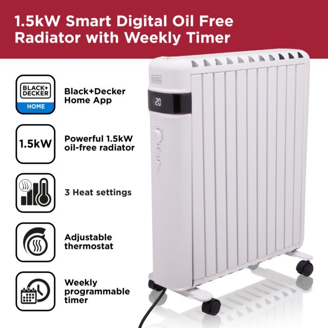 Black and Decker BXRA43016GB 1.5Kw Digital Oil Free Radiator 