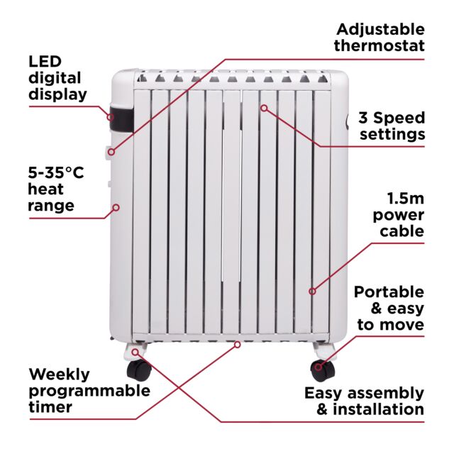 Black and Decker BXRA43016GB 1.5Kw Digital Oil Free Radiator 