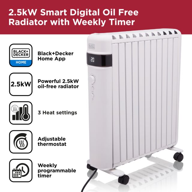 Black and Decker BXRA43017GB 2.5Kw Digital Oil Free Radiator 