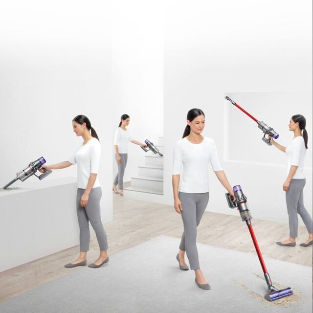 (476597-01) V11EXTRA Stick Vacuum Cleaner - 60 Minutes Run Time - Nickel/Red
