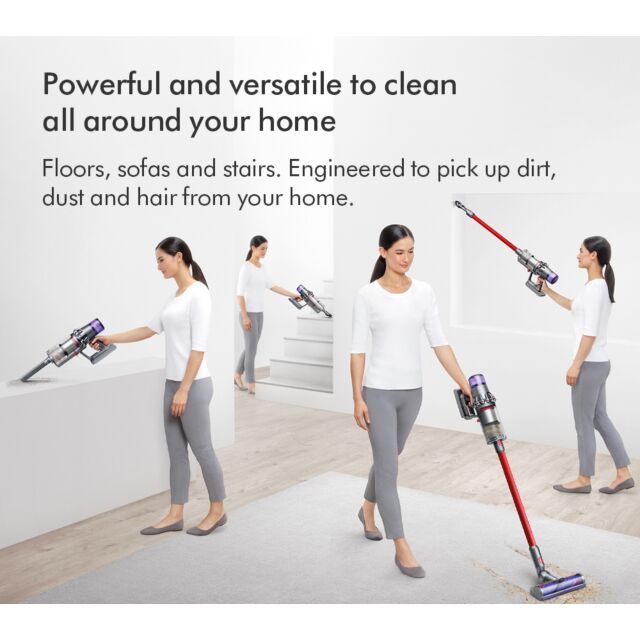 (476597-01) V11EXTRA Stick Vacuum Cleaner - 60 Minutes Run Time - Nickel/Red