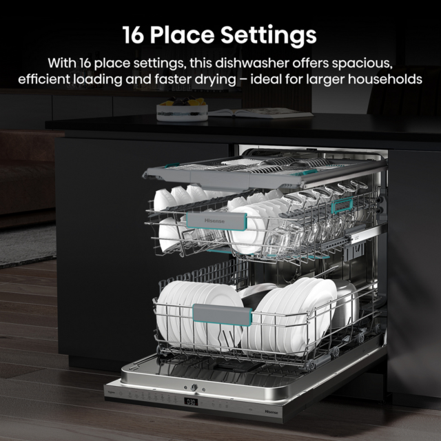 Hisense HV16AUK Integrated Dishwasher with 16 Place Settings