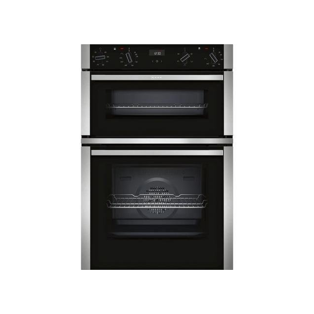 Neff U1ACE2HN0B 59.4cm Built In Electric CircoTherm Double Oven - BLACK/STEEL