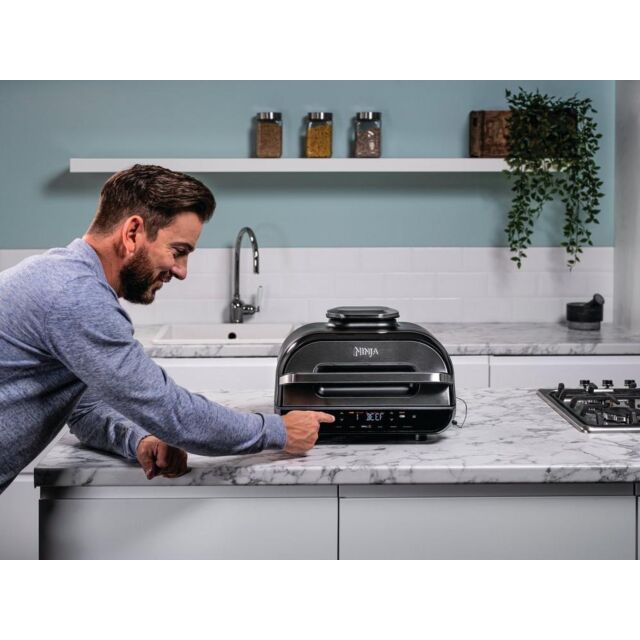 Ninja AG551UK Foodi MAX Health Grill + Air Fryer - Black/Stainless Steel
