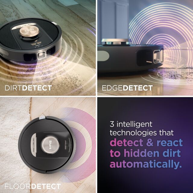Shark RV2820VEUK PowerDetect Self-Empty Robot Vacuum - 100 Min Minutes Run Time - Black
