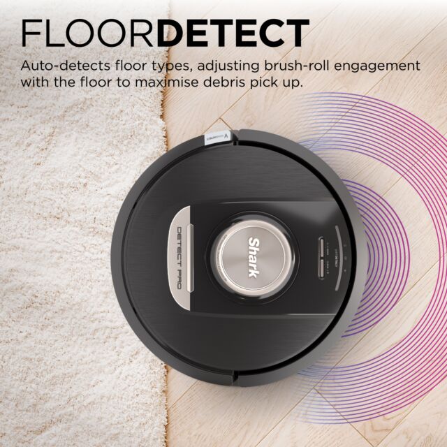 Shark RV2820VEUK PowerDetect Self-Empty Robot Vacuum - 100 Min Minutes Run Time - Black