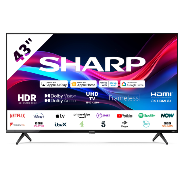 Sharp 4T-C43GJ4225K 43inch 4K UHD Frameless Smart Roku TV