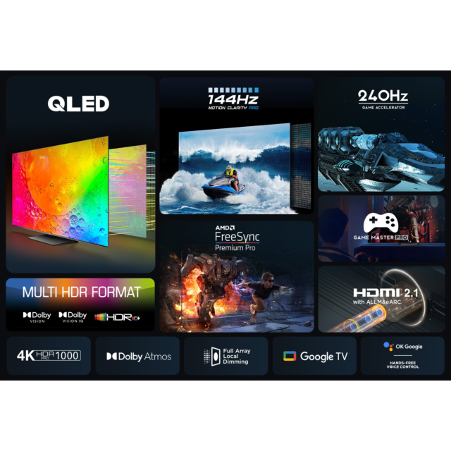 TCL 75C745K 75inch 4K QLED HDR Pro Google TV