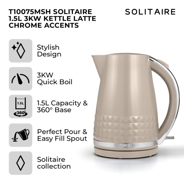 Tower T10075MSH 3Kw Jug Kettle Latte