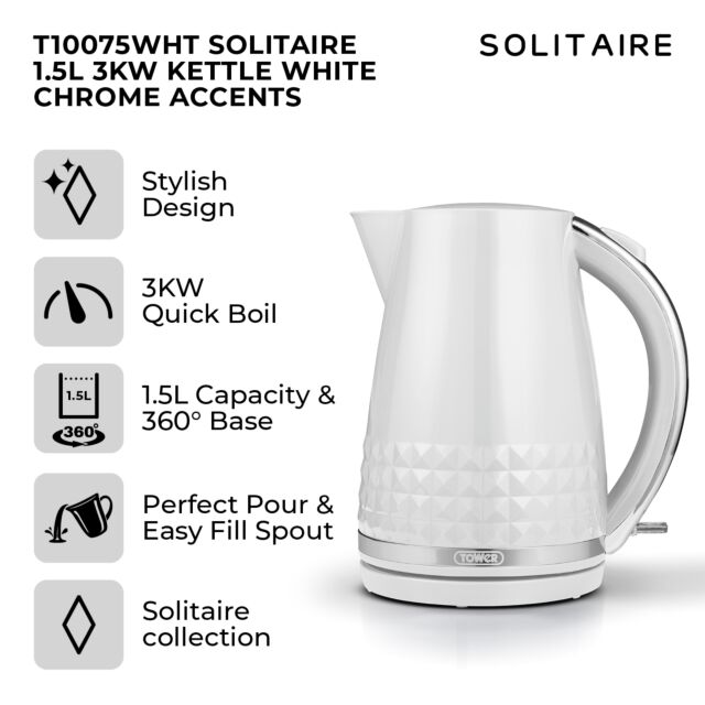 Tower T10075WHT 3Kw Jug Kettle White