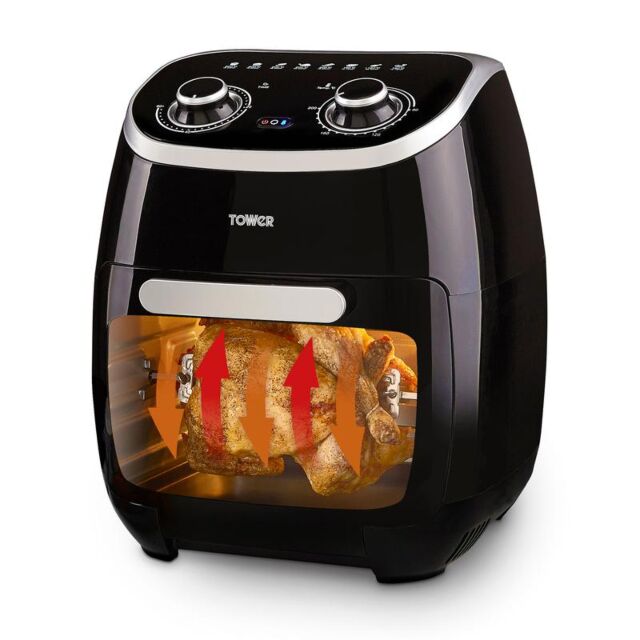 Tower T17038 Vortx Xpress 2000W 11L 5-In-1 Manual Air Fryer Oven With Rotisserie Black