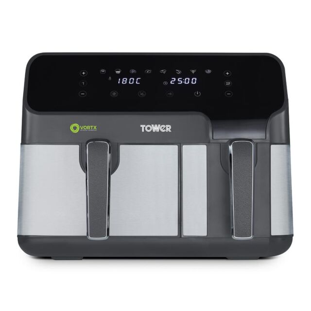 Tower T17099 Vortx Eco Duo Basket Digital Air Fryer 5.2L + 3.3L 