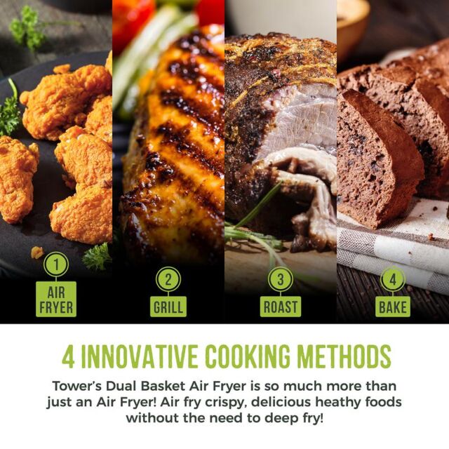 Tower T17099 Vortx Eco Duo Basket Digital Air Fryer 5.2L + 3.3L 
