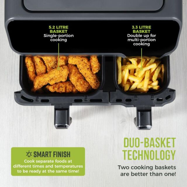 Tower T17099 Vortx Eco Duo Basket Digital Air Fryer 5.2L + 3.3L 