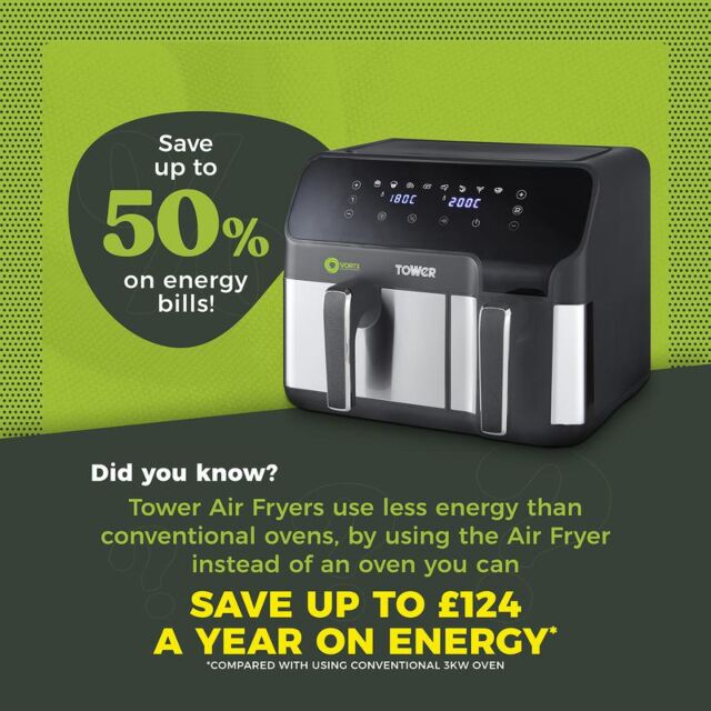 Tower T17099 Vortx Eco Duo Basket Digital Air Fryer 5.2L + 3.3L 