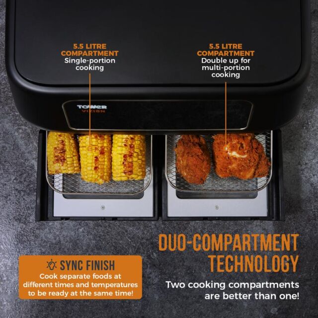 Tower T17102 Vortx Vizion Express Dual 11L Air Fryer 