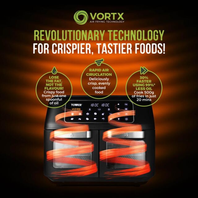 Tower T17102 Vortx Vizion Express Dual 11L Air Fryer 