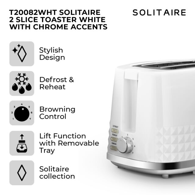 Tower T20082WHT 2 Slice Toaster White