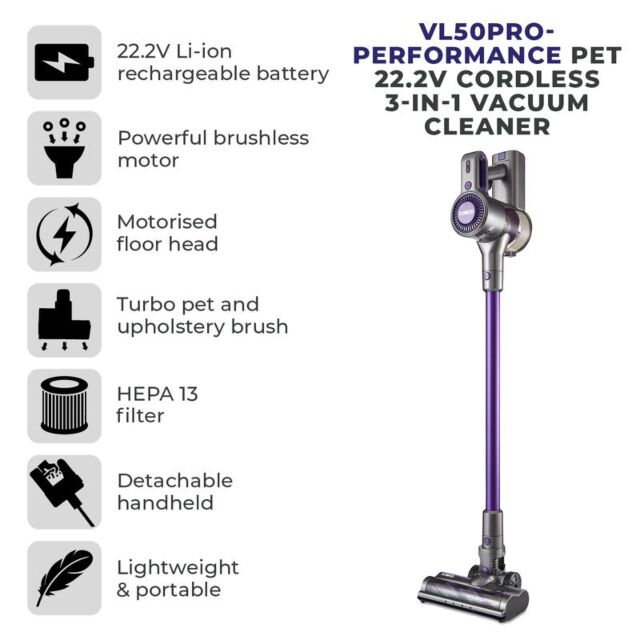 Tower T513002 Vl50 Pto Performance Pet 22.2V Cordless 3 In 1 Vacuum Cleaner 