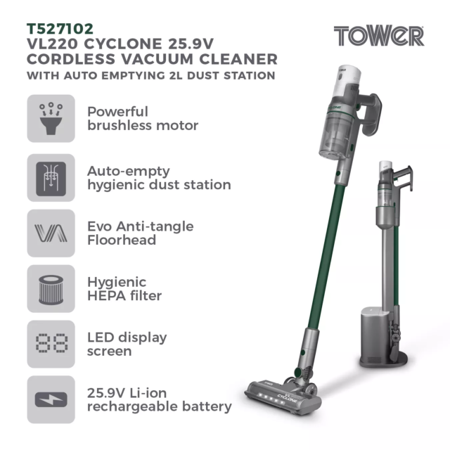 Tower T527102 Cordless Cleaner With Dust Station
