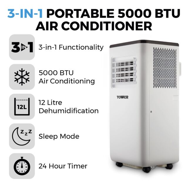 Tower T668013 5000Btu 3-In-1 Portable Air Conditioner