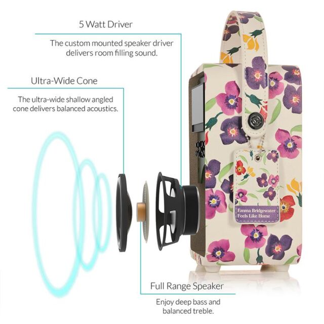 VQ MINIEBW Retro Mini DAB Radio - Emma Bridgewater Wallflower